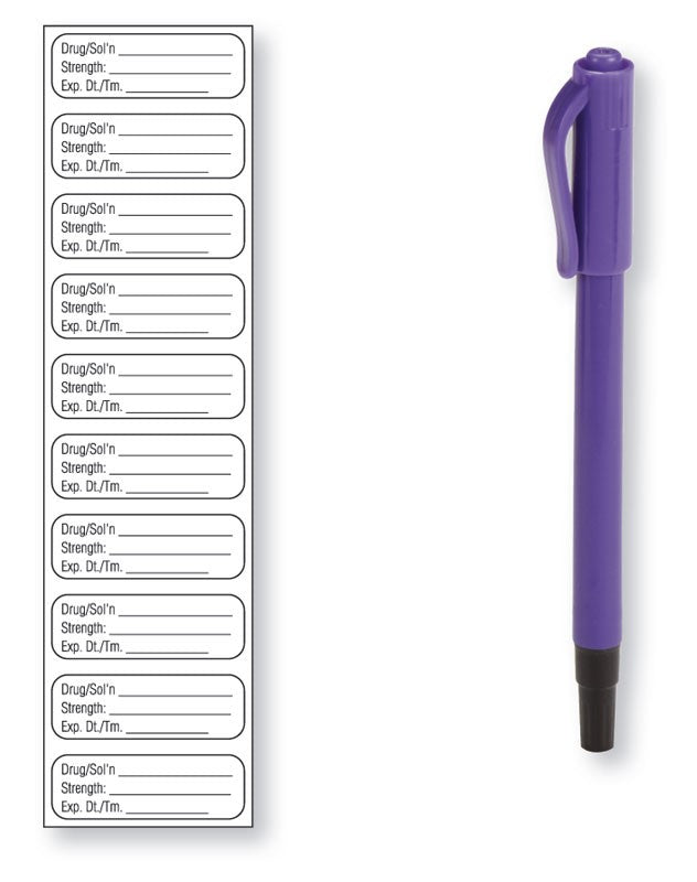 Medical Labels - 10-label Sheet w/Dual-Tip Marker, 1-1/2" x 1/2"