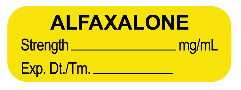 Medical Labels - Anesthesia Labels, Alfaxalone mg/mL, 1-1/2" x 1/2"