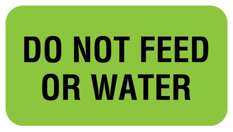 Medical Labels - DO NOT FEED OR WATER, Communication Label, 1-5/8" x 7/8"