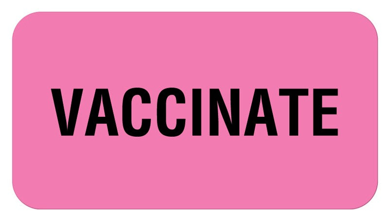 Medical Labels - VACCINATE, Communication Label, 1-5/8" x 7/8"