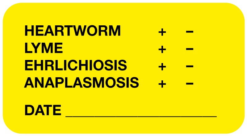 Medical Labels - Heartworm, Lyme, Ehrlichiosis, Anaplasmosis Label, 1-5/8" x 7/8"