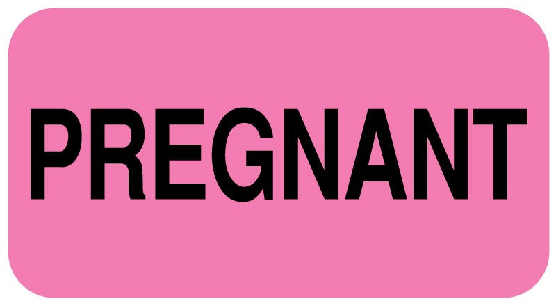 Medical Labels - PREGNANT, 1-5/8" x 7/8"