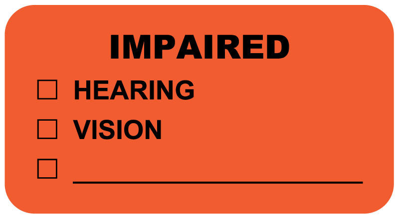 Medical Labels - IMPAIRED, Communication Label, 1-5/8" x 7/8"