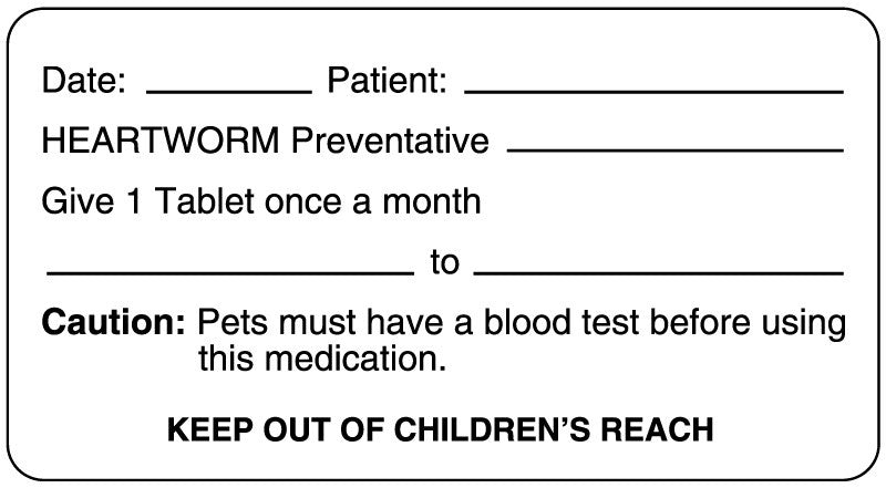 Medical Labels - Heartworm Medication Dispensing Label, 3" x 1-5/8"