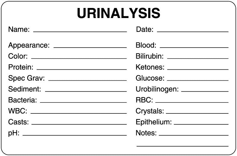 Medical Labels - Laboratory Urinalysis Label, 4" x 2-5/8"