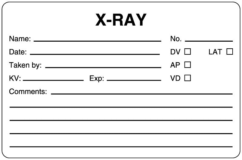 Medical Labels - X-Ray Information Label, 4" x 2-5/8"