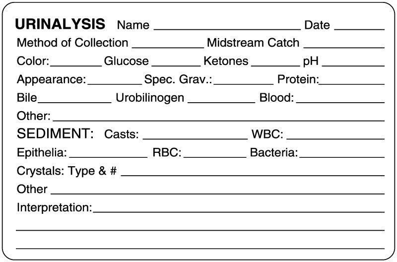 Medical Labels - Laboratory Urinalysis Label, 4" x 2-5/8"