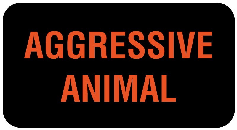 Medical Labels - AGGRESSIVE ANIMAL, Communication Label, 1-5/8" x 7/8"