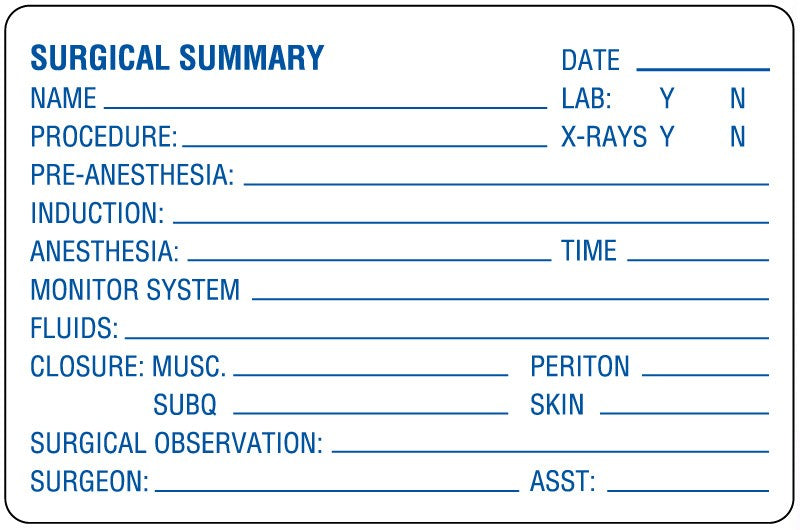 Medical Labels - Examination Record Label, 4" x 2-5/8"