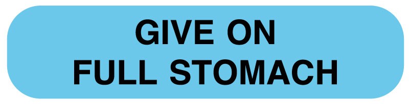 Medical Labels - GIVE ON FULL STOMACH mg/mL, 1 5/8" x 3/8", 500 Labels