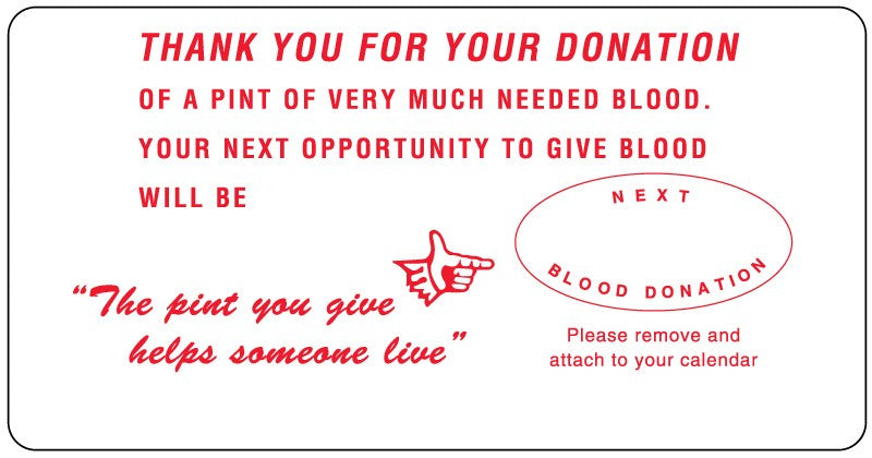 Medical Labels - White Donation Thanks Label, 3-7/8" x 2"