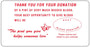 Medical Labels - White Donation Thanks Label, 3-7/8" x 2"