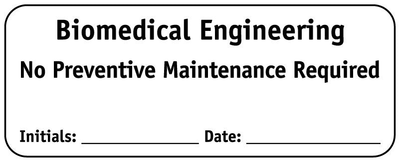 Medical Labels - Biomed Engineering No PM Required, 2-1/4" x 7/8"