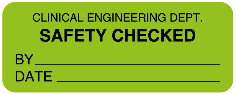 Medical Labels - Clinical Engineering Safety Checked Label, 2-1/4" x 7/8"
