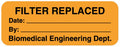 Medical Labels - Filter Replaced Label, 2" x 7/8"