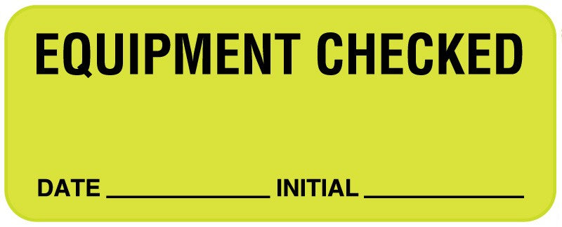 Medical Labels - Equipment Checked Label, 2-1/4" x 7/8"