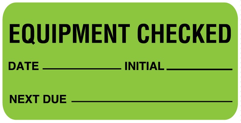 Medical Labels - Equipment Checked Label, 1" x 2"