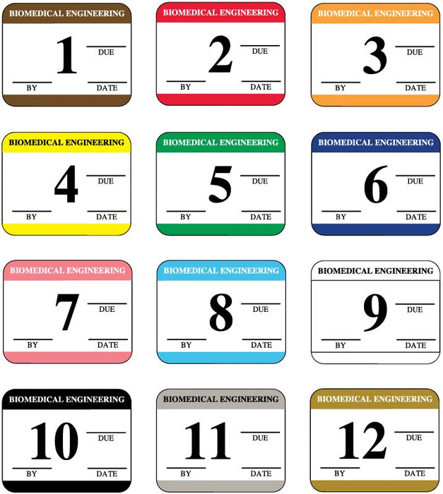Medical Labels - Synthetic 12 Mo Biomed Equipment Inspection Kit, 1-1/4" x 1"