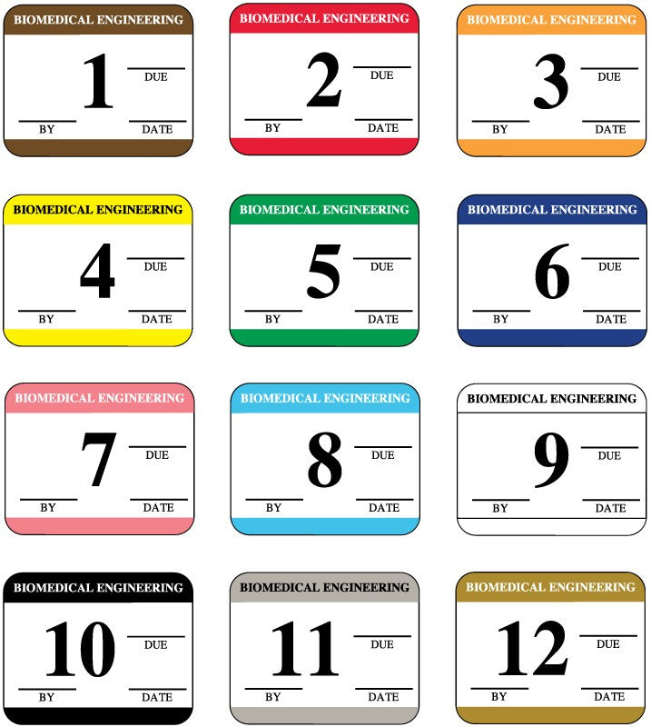 Medical Labels - Synthetic 12 Mo Biomed Equipment Inspection Kit, 1-1/4" x 1"