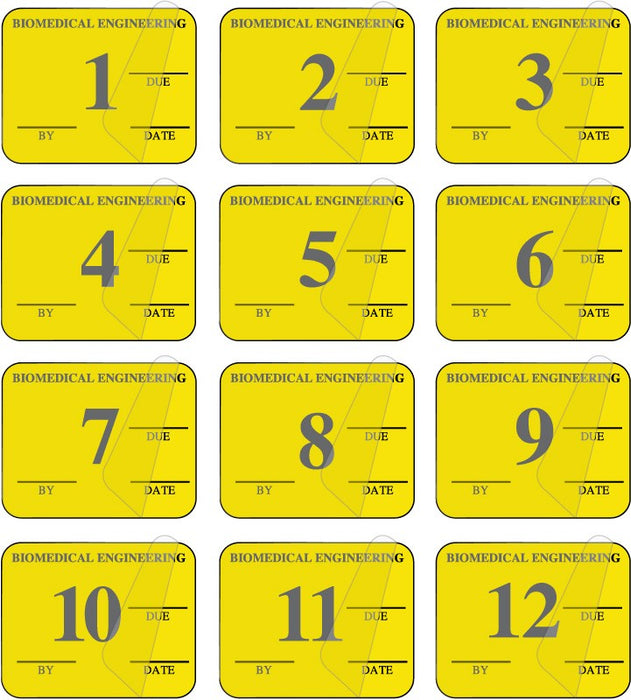 Medical Labels - Yellow 12 Mo Biomed Equipment Inspection Kit, 1-1/4" x 1"