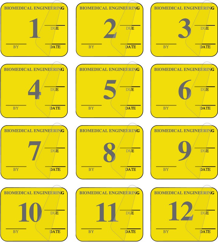 Medical Labels - Yellow 12 Mo Biomed Equipment Inspection Kit, 1-1/4" x 1"
