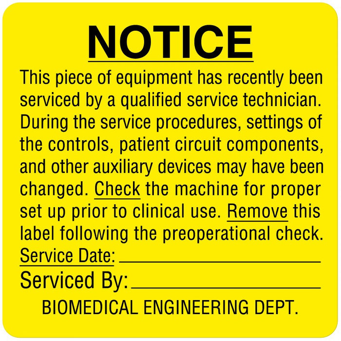 Medical Labels - Equipment Repair and Maintenance Label, 2-1/2" x 2-1/2"