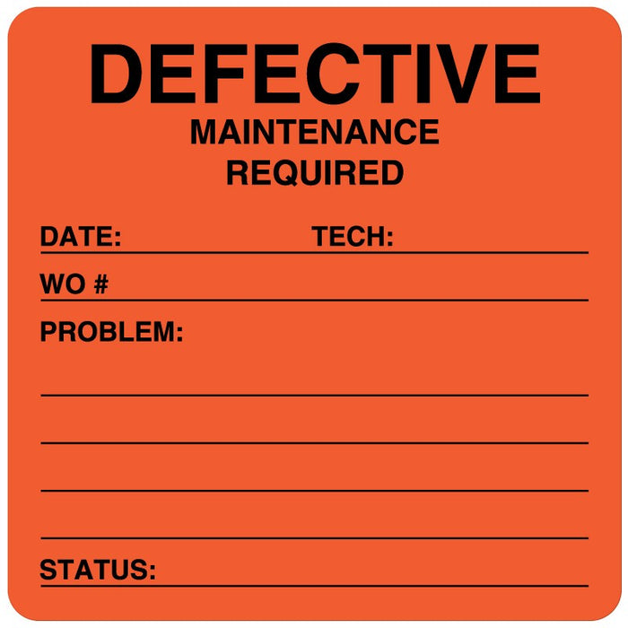 Medical Labels - Equipment Repair and Maintenance Label, 2-1/2" x 2-1/2"
