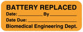 Medical Labels - Battery & Lamp Maintenance Label, 2" x 3/4"
