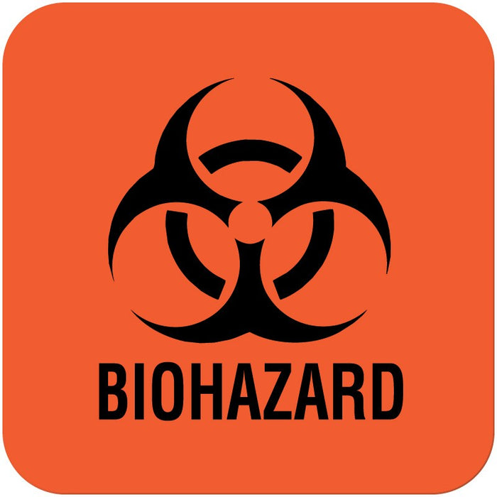 Medical Labels - Biohazard Warning Label, 1" x 1"