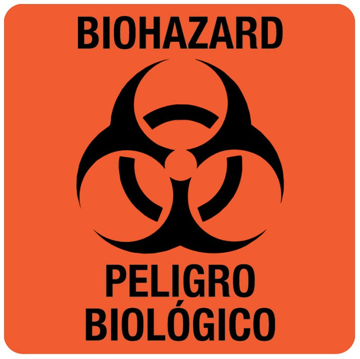 Medical Labels - Bilingual Biohazard Warning Label, 3" x 3"