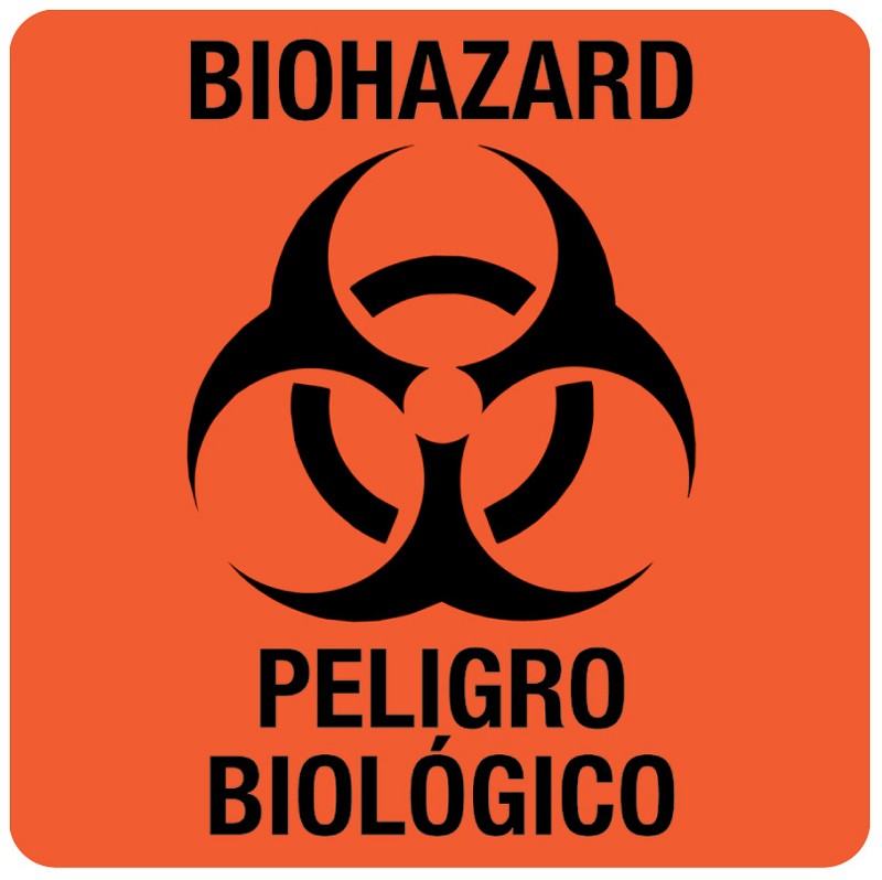 Medical Labels - Bilingual Biohazard Warning Label, 3" x 3"