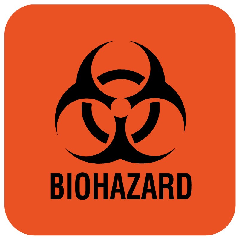Medical Labels - Biohazard Warning Label, 1" x 1"