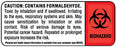 Medical Labels - Formaldehyde Warning Label, 2-1/4" x 7/8"