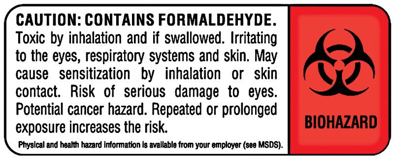 Medical Labels - Formaldehyde Warning Label, 2-1/4" x 7/8"