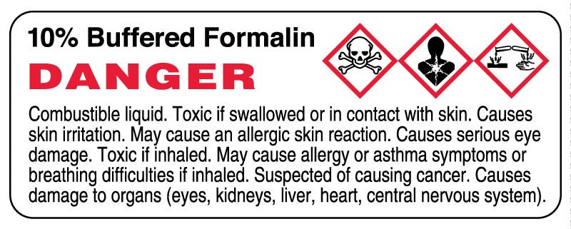 Medical Labels - 10% Buffered Formalin, 3" x 1-1/8"