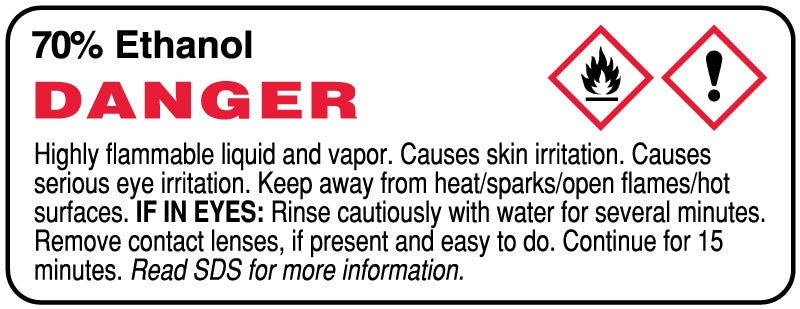 Medical Labels - 70% ETHANANOL, 3" x 1-1/8"
