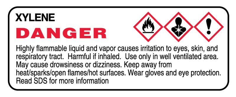Medical Labels - XYLENE, 3" x 1-1/8"