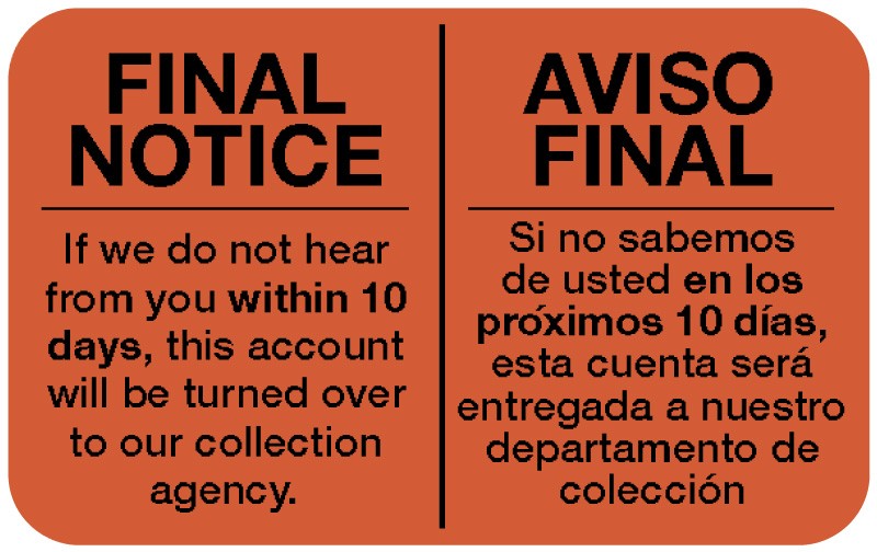 Medical Labels - Bilingual Billing , Size 2 x 1.25, 470/roll, 2" x 1-1/4"