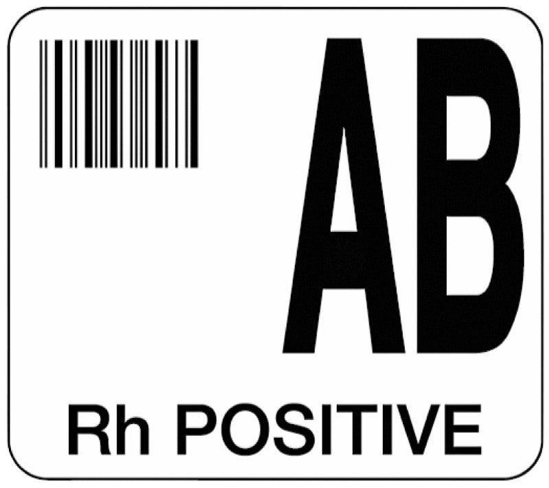 Medical Labels - Codabar ABO Group Label, 1-7/10" x 1-1/2"