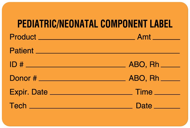 Medical Labels - Blood Product and Component Label, 3" x 2"