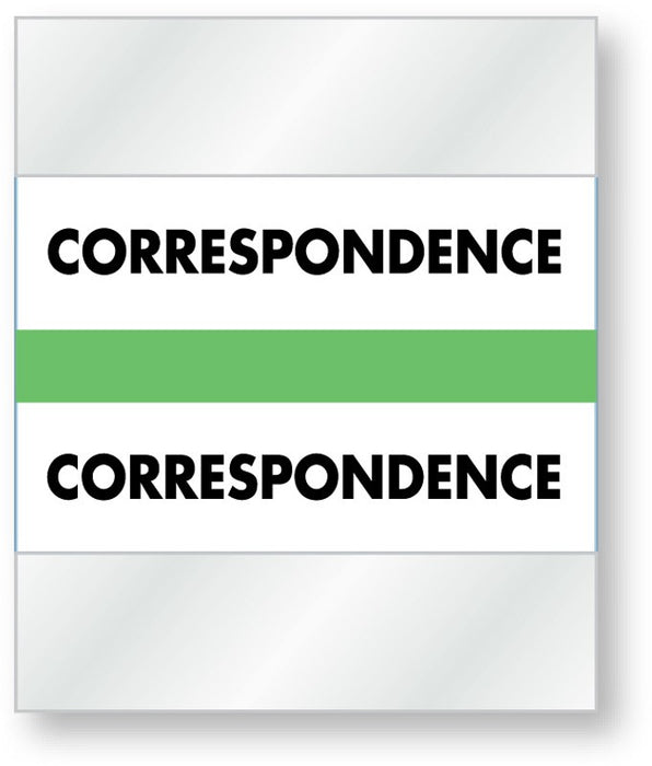 Medical Labels - Color-Coded Chart Divider Tabs - Green - "Correspondece", 1-1/2" x 1-1/4"