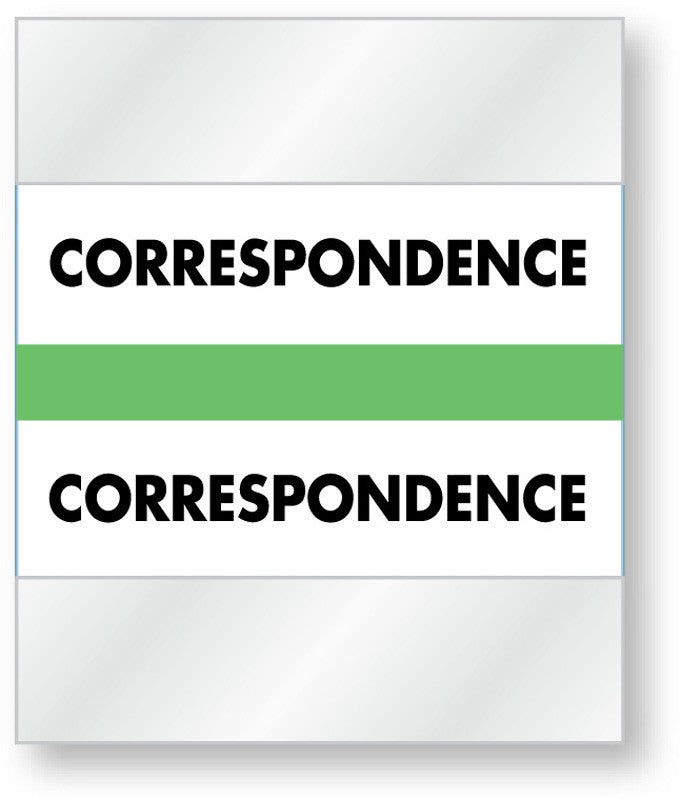 Medical Labels - Color-Coded Chart Divider Tabs - Green - "Correspondece", 1-1/2" x 1-1/4"