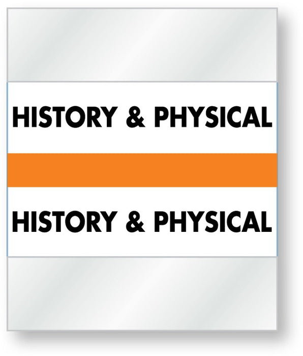 Medical Labels - Color-Coded Chart Divider Tabs - Orange - "History & Physical", 1-1/2" x 1-1/4"