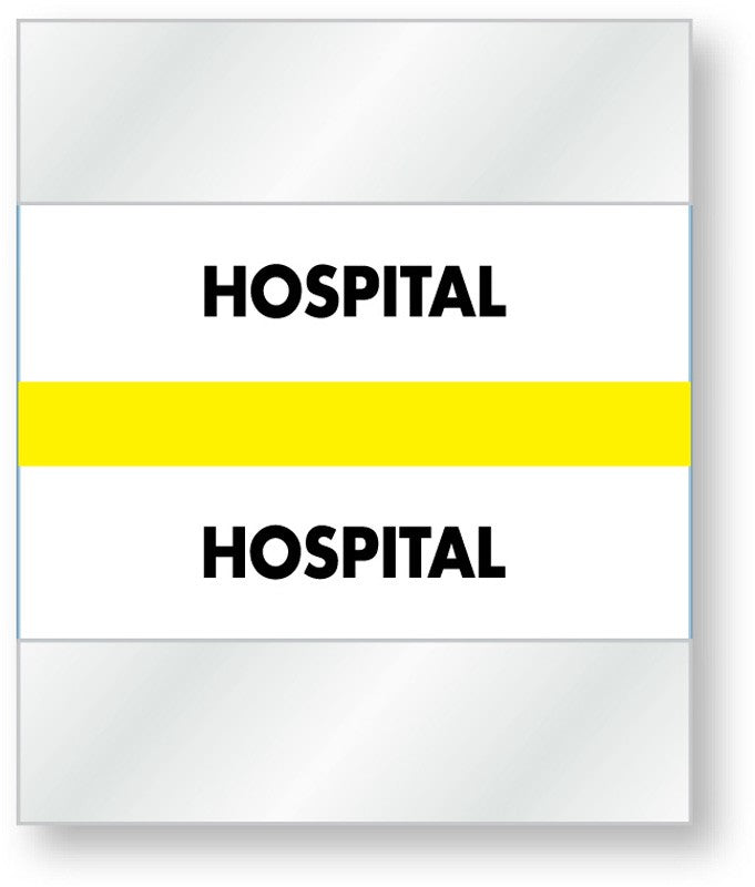 Medical Labels - Color-Coded Chart Divider Tabs - Yellow - "Hospital", 1-1/2" x 1-1/4"