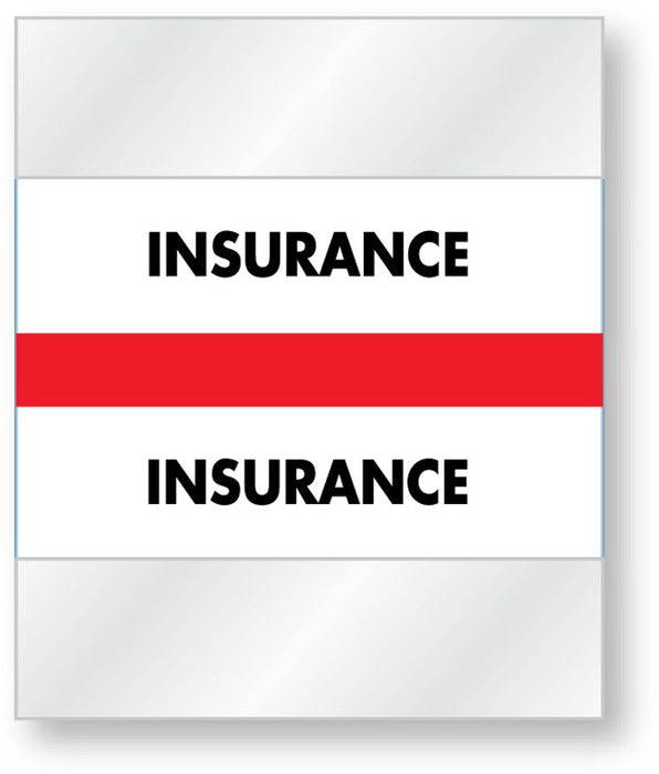 Medical Labels - Color-Coded Chart Divider Tabs - Red - "Insurance", 1-1/2" x 1-1/4"