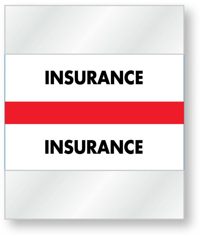 Medical Labels - Color-Coded Chart Divider Tabs - Red - "Insurance", 1-1/2" x 1-1/4"