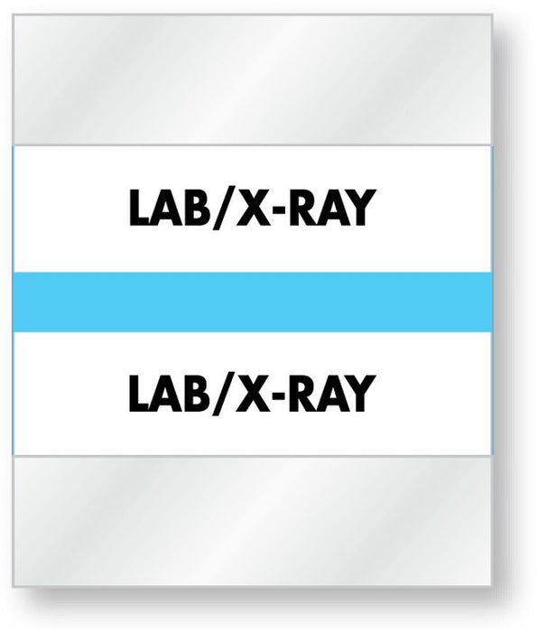 Medical Labels - Color-Coded Chart Divider Tabs - Light Blue - "Lab/X-Ray", 1-1/2" x 1-1/4"