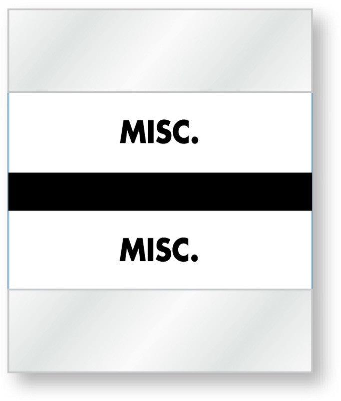 Medical Labels - Color-Coded Chart Divider Tabs - Black - "Misc", 1-1/2" x 1-1/4"