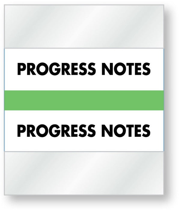 Medical Labels - Color-Coded Chart Divider Tabs - Green - "Progress Notes", 1-1/2" x 1-1/4"