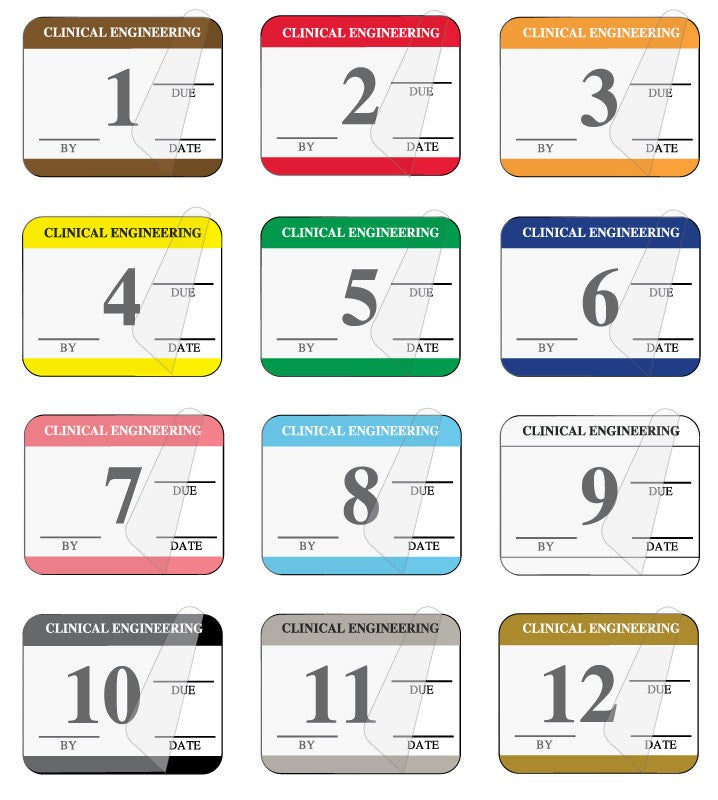 Medical Labels - Synthetic Self-Laminating 12 Month Clinical Inspection Kit , 1-1/4" x 1"